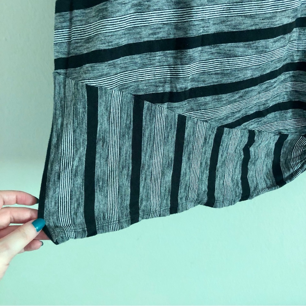 C Est 1946 Plus Size Black and White Striped Short Sleeve Shirt - Picture 4 of 7
